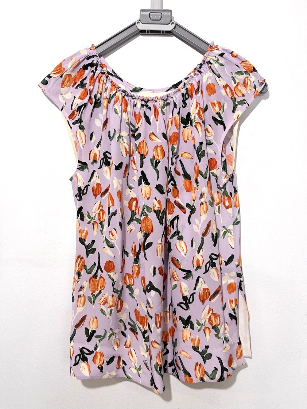 Marni Lavender Tulip-Print Cap Sleeve Tunic